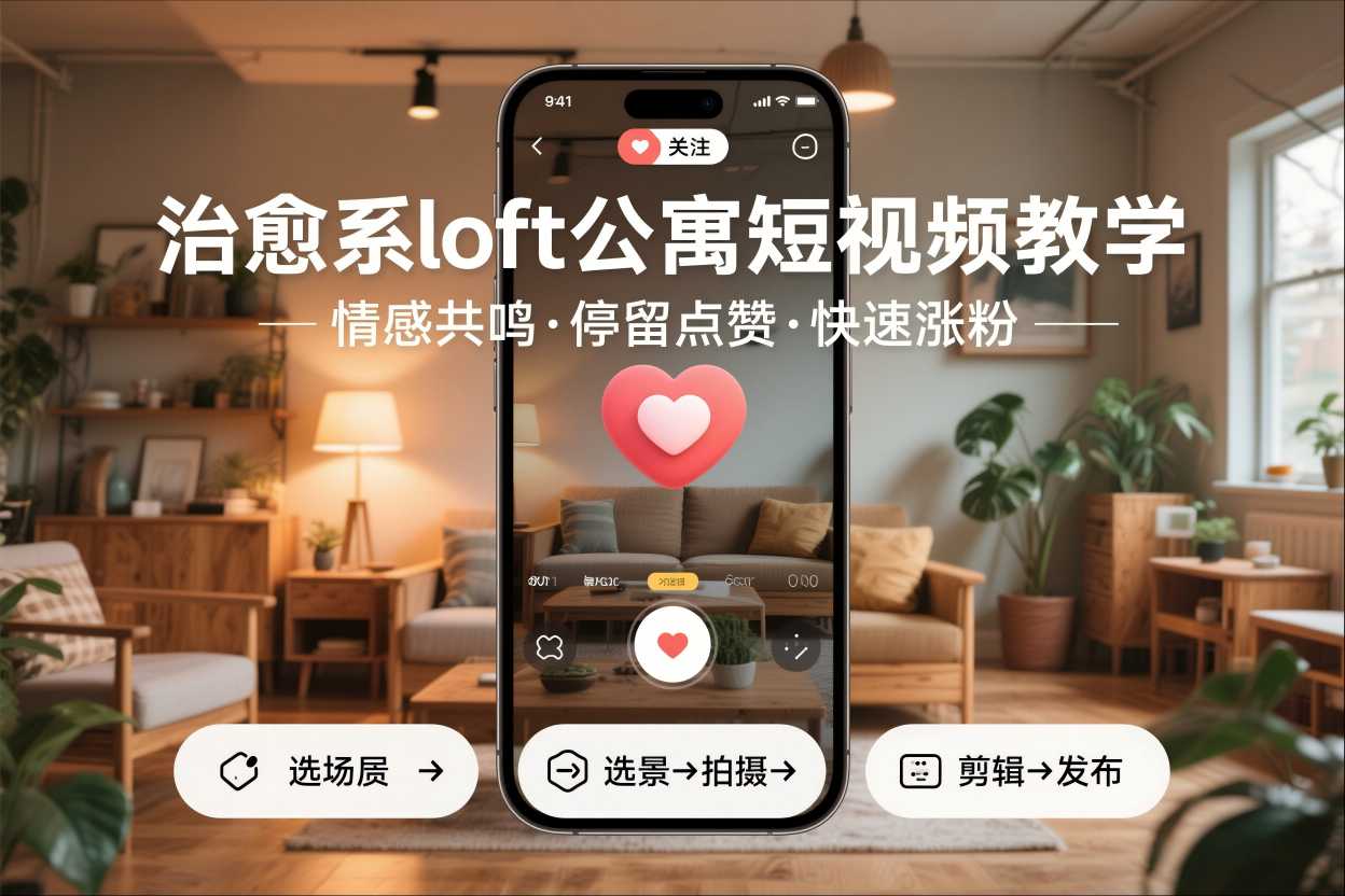 治愈系loft公寓短视频制作教学，情感共鸣引停留点赞关注，快速起号涨粉-冒泡网