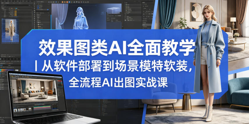 效果图类AI全面教学|从软件部署到场景模特软装,全流程AI出图实战课-冒泡网