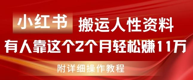 小红书搬运人性资料，有人靠这个2个月轻松赚11w，附教程【揭秘】-冒泡网