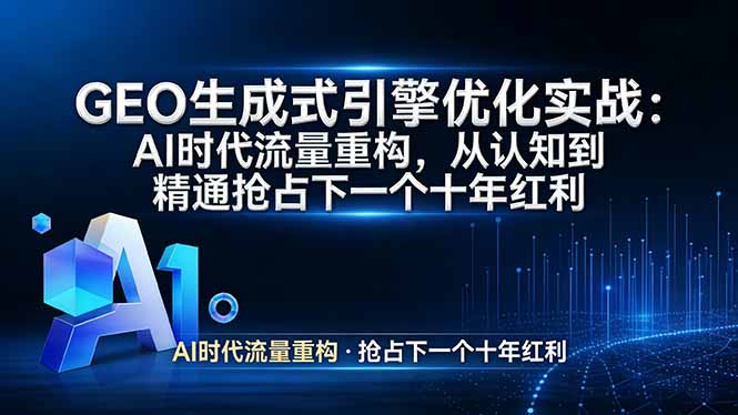 GEO 生成式引擎优化实战：AI时代流量重构，从认知到精通抢占下一个十年红利-冒泡网