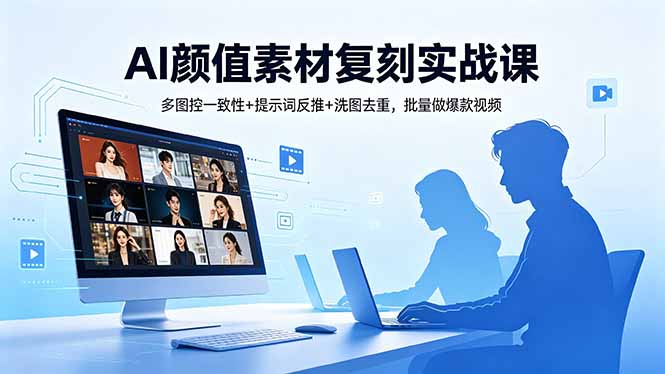 AI颜值素材复刻实战课,多图控一致性+提示词反推+洗图去重,批量做爆款视频-冒泡网