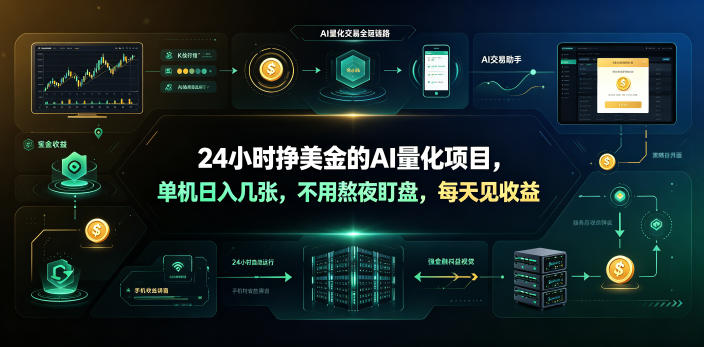 24小时挣美金的AI量化项目，单机日入几十美刀，不用熬夜盯盘，每天见收益【揭秘】-冒泡网