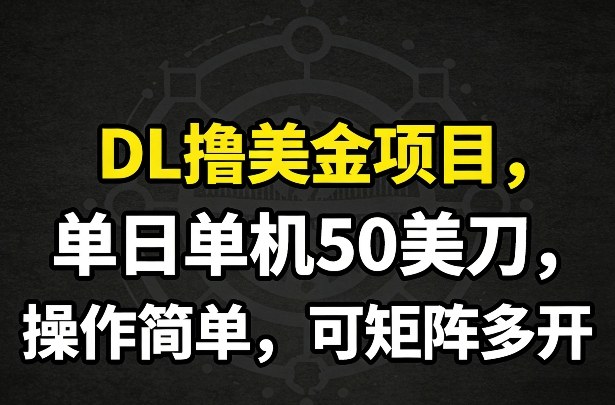 DL撸美金项目，单日单机50美刀，操作简单，可矩阵多开-冒泡网