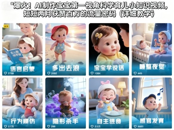 爆火！AI制作宝宝第一视角科学育儿小知识视频，短短两月获赞百万的流量密码(详细教学)-冒泡网