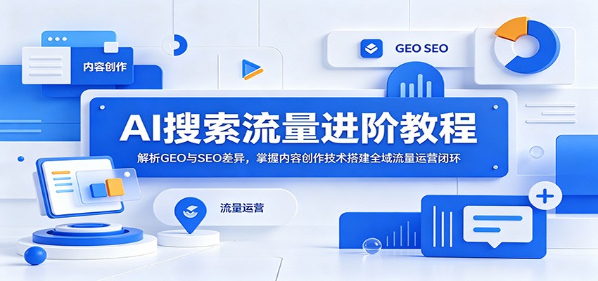 AI搜索流量进阶教程：解析GEO与SEO差异，掌握内容创作技术搭建全域流量运营闭环-冒泡网