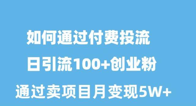 如何通过付费投流日引流100+创业粉月变现5W+-冒泡网