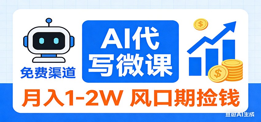 2026告别打工！AI 代写微课，提供免费渠道，月入 1-2W 风口期捡钱-冒泡网