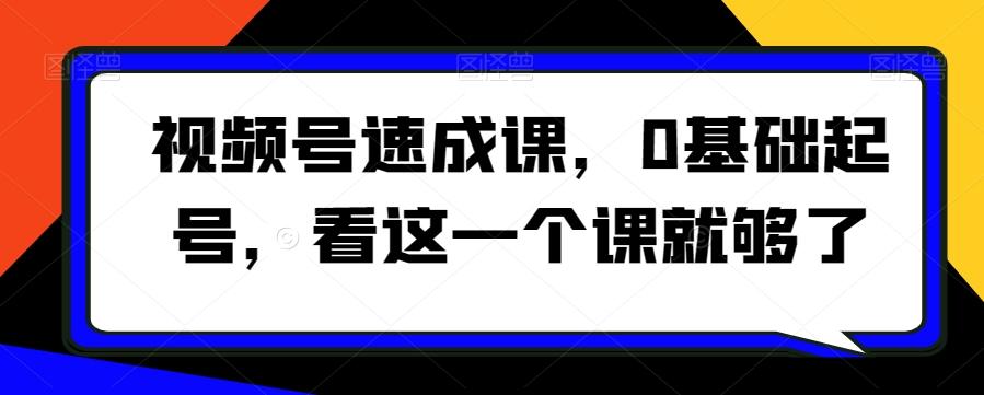 视频号速成课，​0基础起号，看这一个课就够了-冒泡网