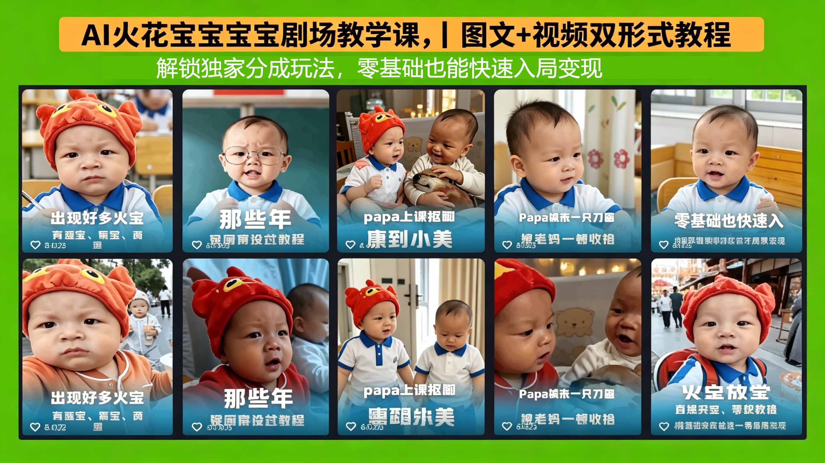 AI火花宝宝宝宝剧场教学课，图文+视频双形式教程，解锁独家分成玩法，零基础也能快速入局变现-冒泡网