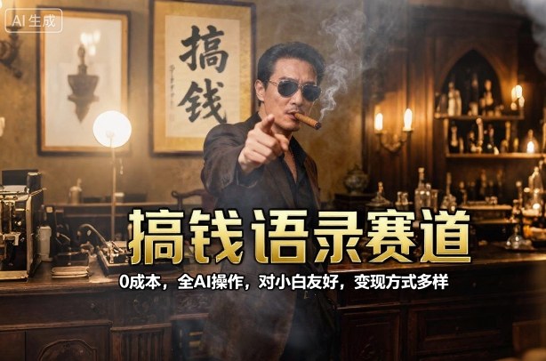 搞钱语录赛道，0成本，全AI操作，对小白友好，变现方式多样-冒泡网
