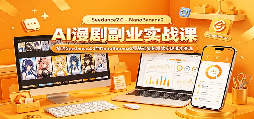 AI漫剧副业实战课：精通Seedance2.0与NanoBanana2零基础复刻爆款实现涨粉变现-冒泡网