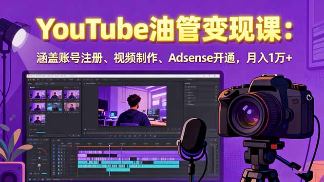 2025YouTube油管变现课：涵盖账号注册、视频制作、Adsense开通，月入1万+-冒泡网