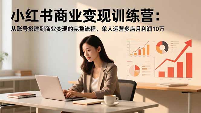 小红书商业变现训练营：从账号搭建到商业变现的完整流程，单人运营多店月利润10万-冒泡网