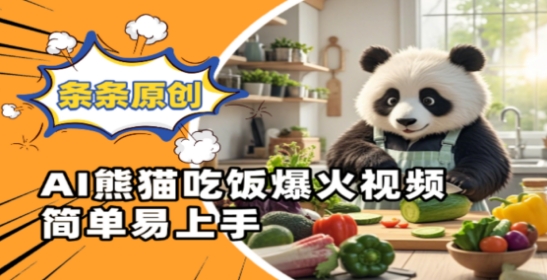 Ai熊猫吃饭爆火视频，条条原创，简单易上手-冒泡网