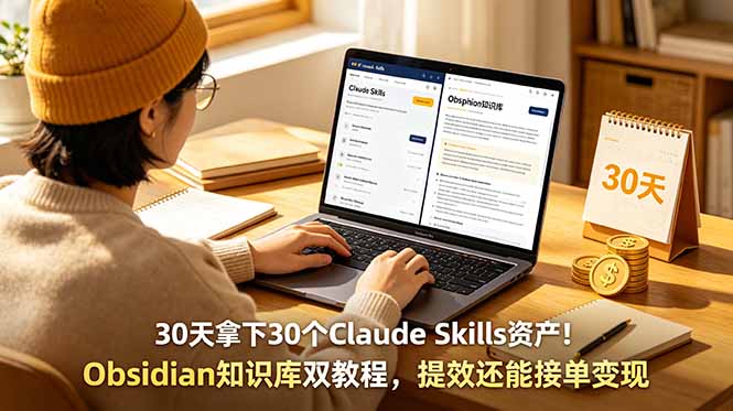 30天拿下30个Claude Skills资产！Obsidian知识库双教程，提效还能接单变现-冒泡网