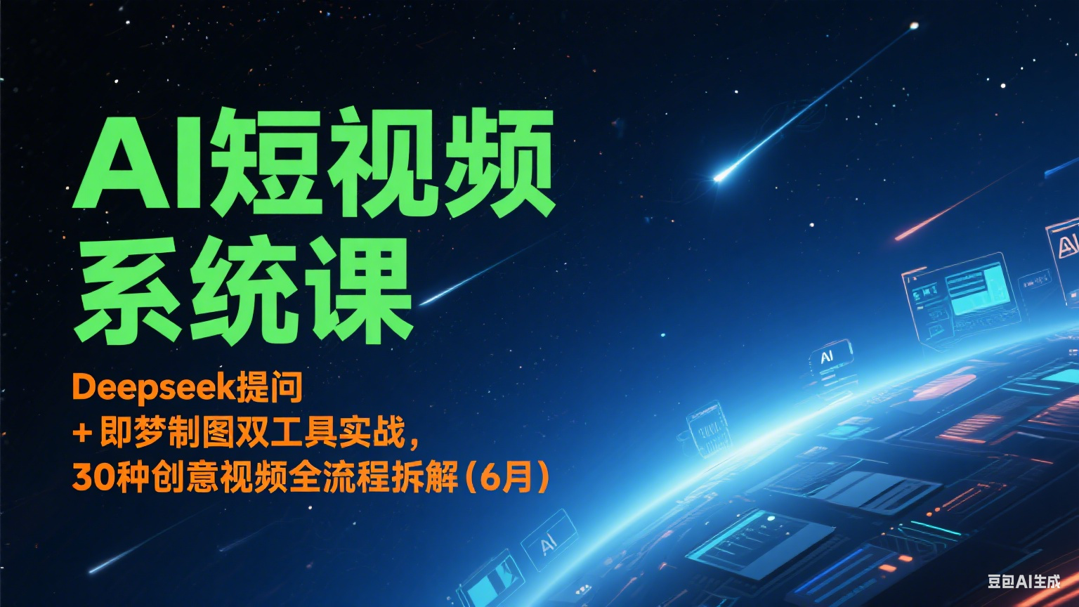 AI短视频系统课：Deepseek提问 + 即梦制图双工具实战，30种创意视频全流程拆解(6月)-冒泡网