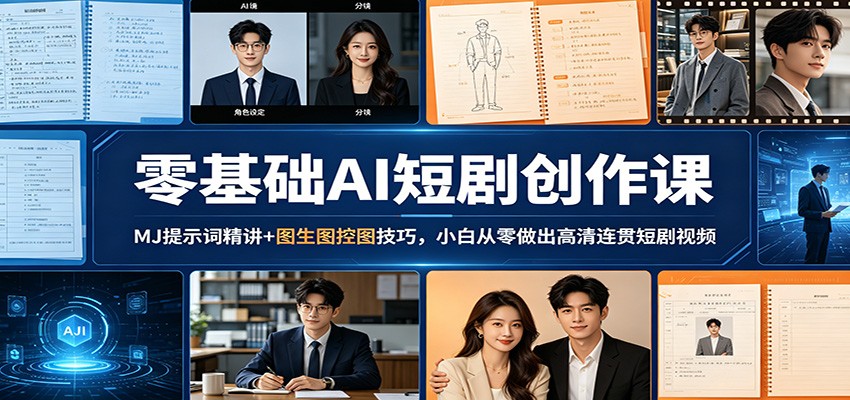 零基础AI短剧创作课：MJ提示词精讲+图生图控图技巧，小白从零做出高清连贯短剧视频-冒泡网
