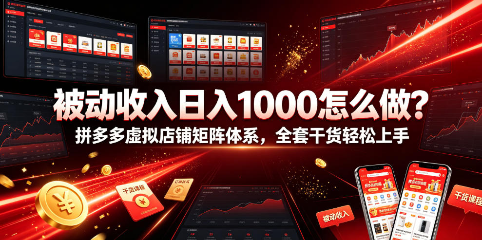 被动收入日入1000怎么做？拼多多虚拟店铺矩阵体系，全套干货轻松上手【揭秘】-冒泡网