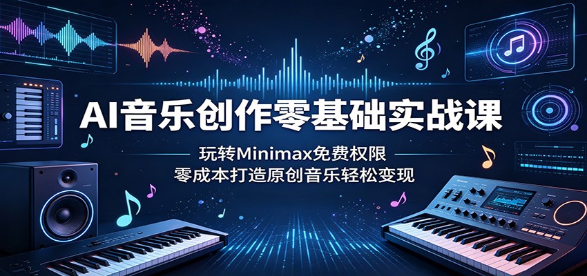 AI音乐创作零基础实战课：玩转Minimax免费权限，零成本打造原创音乐轻松变现-冒泡网