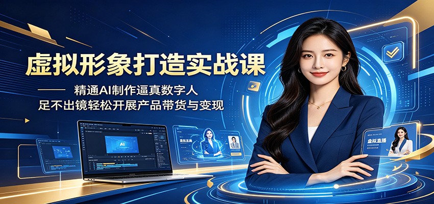 虚拟形象打造实战课：精通AI制作逼真数字人，足不出镜轻松开展产品带货与变现-冒泡网
