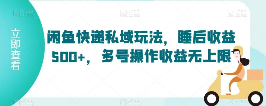 闲鱼快递私域玩法，睡后收益500+，多号操作收益无上限【揭秘】-冒泡网