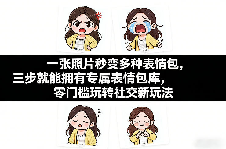 一张照片秒变多种表情包,三步就能拥有专属表情包库,零门槛玩转社交新玩法【文档】-冒泡网