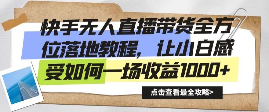 快手无人直播带货全方位落地教程，让小白感受如何一场收益1000+【揭秘】-冒泡网
