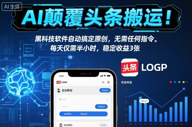 AI颠覆头条搬运！黑科技软件自动搞定原创，无需任何指令。每天仅需半小时，稳定收益3张【揭秘】-冒泡网