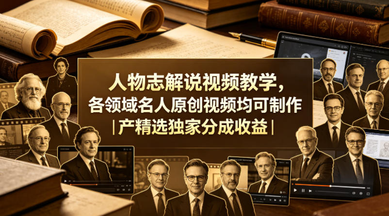人物志解说视频教学，各领域名人原创视频均可制作丨精选独家分成收益(更新0430)-冒泡网
