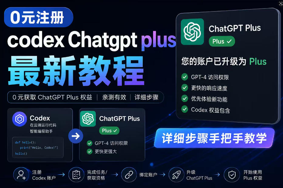 0元全自动注册codex gpt plus最新教程，0元获取GPT Plus权益，手把手详细教学-冒泡网