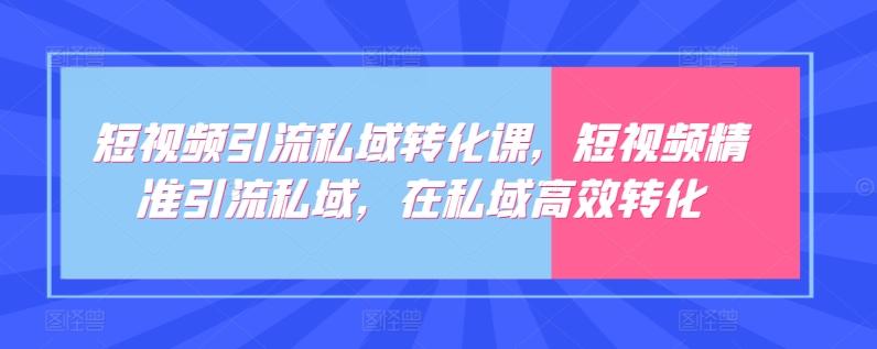 短视频引流私域转化课，短视频精准引流私域，在私域高效转化-冒泡网