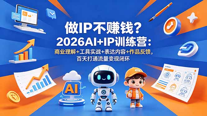 做IP不赚钱？2026AI+IP训练营：商业理解+工具实战+表达内容+作品反馈，百天打通流量变现闭环-冒泡网