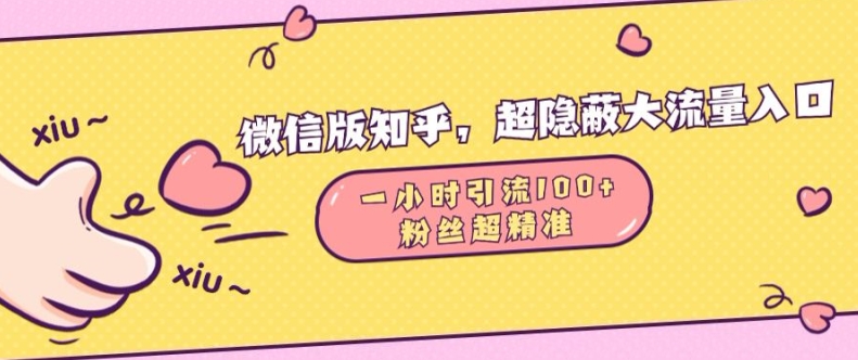 微信版知乎，超隐蔽流量入口1小时引流100人，粉丝质量超高【揭秘】-冒泡网
