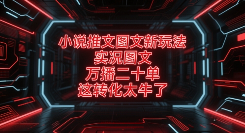 小说推文图文新玩法，实况图文，万播二十单，这转化太牛了！-冒泡网