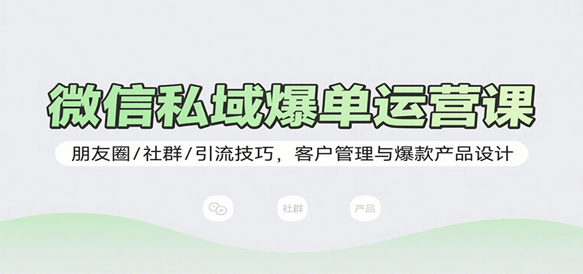 微信私域爆单运营课：朋友圈/社群/引流技巧，客户管理与爆款产品设计-冒泡网