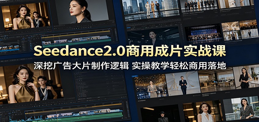 Seedance2.0商用成片实战课：深挖广告大片制作逻辑，实操教学轻松商用落地-冒泡网