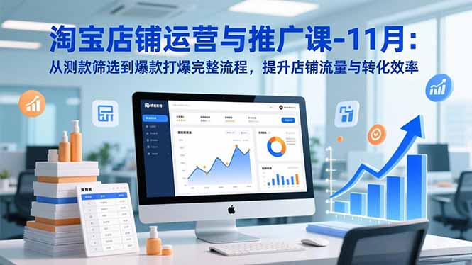 淘宝店铺运营与推广课-11月：从测款筛选到爆款打爆完整流程，提升店铺流量与转化效率-冒泡网