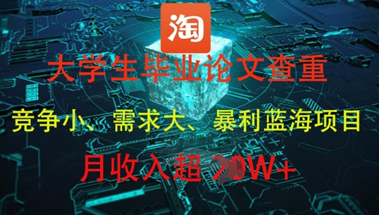 大学生毕业论文查重，暴利蓝海项目，月收入过1W+-冒泡网
