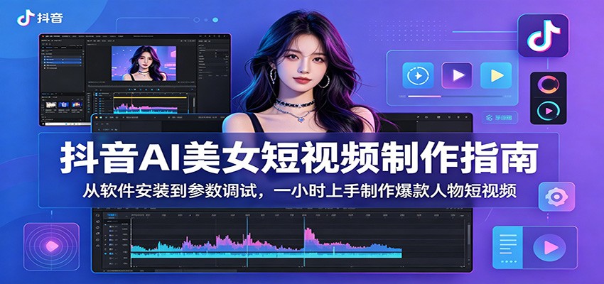 抖音AI美女短视频制作指南：从软件安装到参数调试，一小时上手制作爆款人物短视频-冒泡网