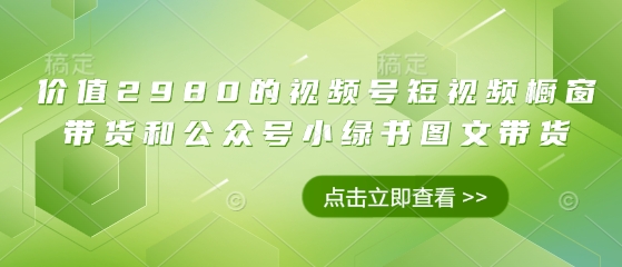 价值2980的视频号短视频橱窗带货和公众号小绿书图文带货-冒泡网