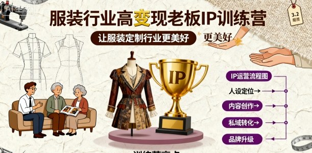服装行业高变现老板IP训练营，让服装定制行业更美好-冒泡网