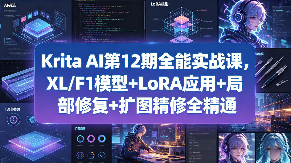 Krita AI第12期全能实战课，XL/F1模型+LoRA应用+局部修复+扩图精修全精通-冒泡网