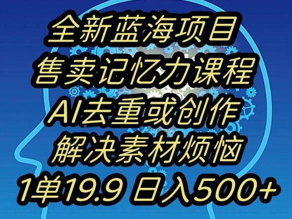 蓝海项目记忆力提升，AI去重，一单19.9日入500+【揭秘】-冒泡网