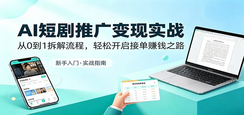 AI短剧推广变现实战:从0到1拆解流程,轻松开启接单赚钱之路-冒泡网