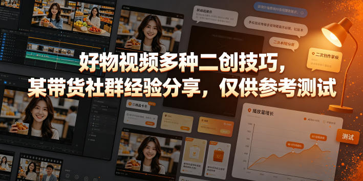 好物视频多种二创技巧，某带货社群经验分享，仅供参考测试-冒泡网