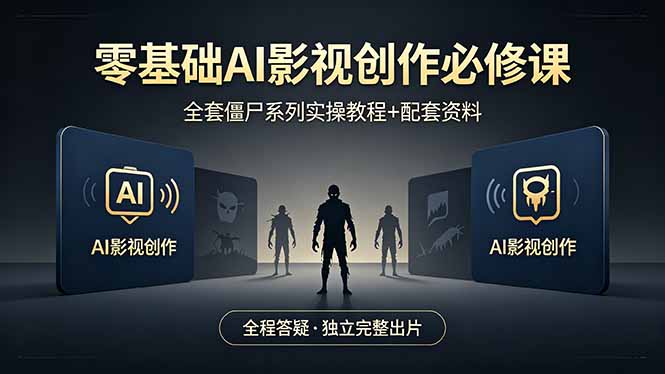零基础AI影视创作必修课，全套僵尸系列实操教程加配套资料，全程答疑带你独立完整出片-冒泡网