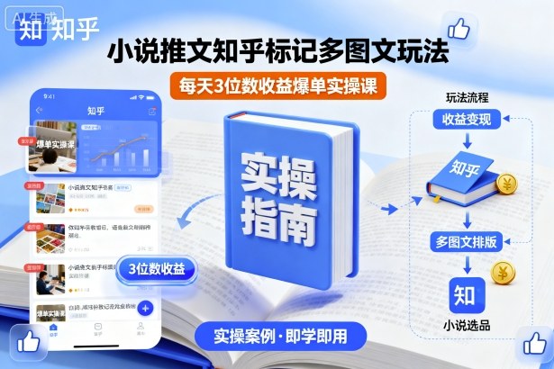 小说推文知乎标记多图文玩法，每天3位数收益爆单实操课-冒泡网
