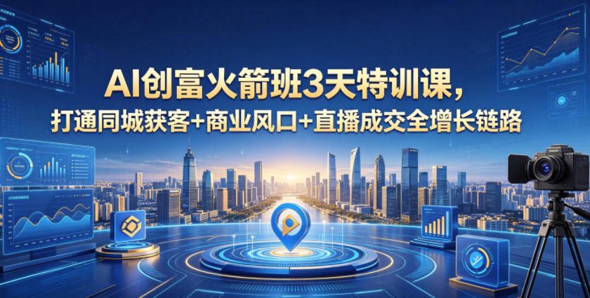 AI创富火箭班3天特训课，打通同城获客+商业风口+直播成交全增长链路，2026年4月新课-冒泡网