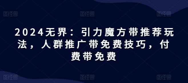 2024无界：引力魔方带推荐玩法，人群推广带免费技巧，付费带免费-冒泡网