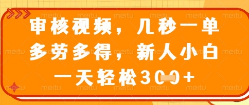视频审核员，几秒一单，不限时间，不限地点，多做多得，新人小白一天轻松几张+【揭秘】-冒泡网